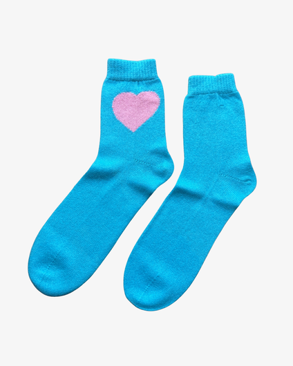 Jumper 1234 Heart Socks in Mint Blue
