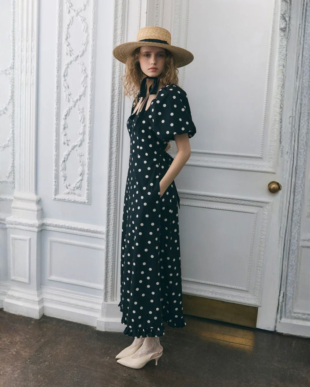 Queens of Archive Atlanta Dress – Black Polka Dot Midaxi