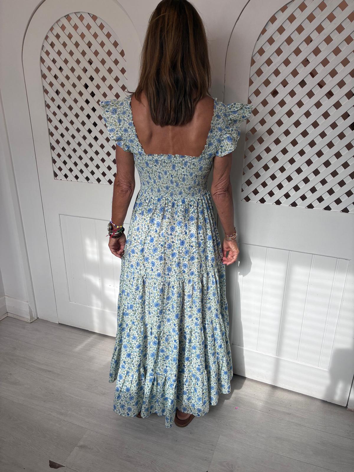 RIXO Kendall Dress in Eva Floral Blue