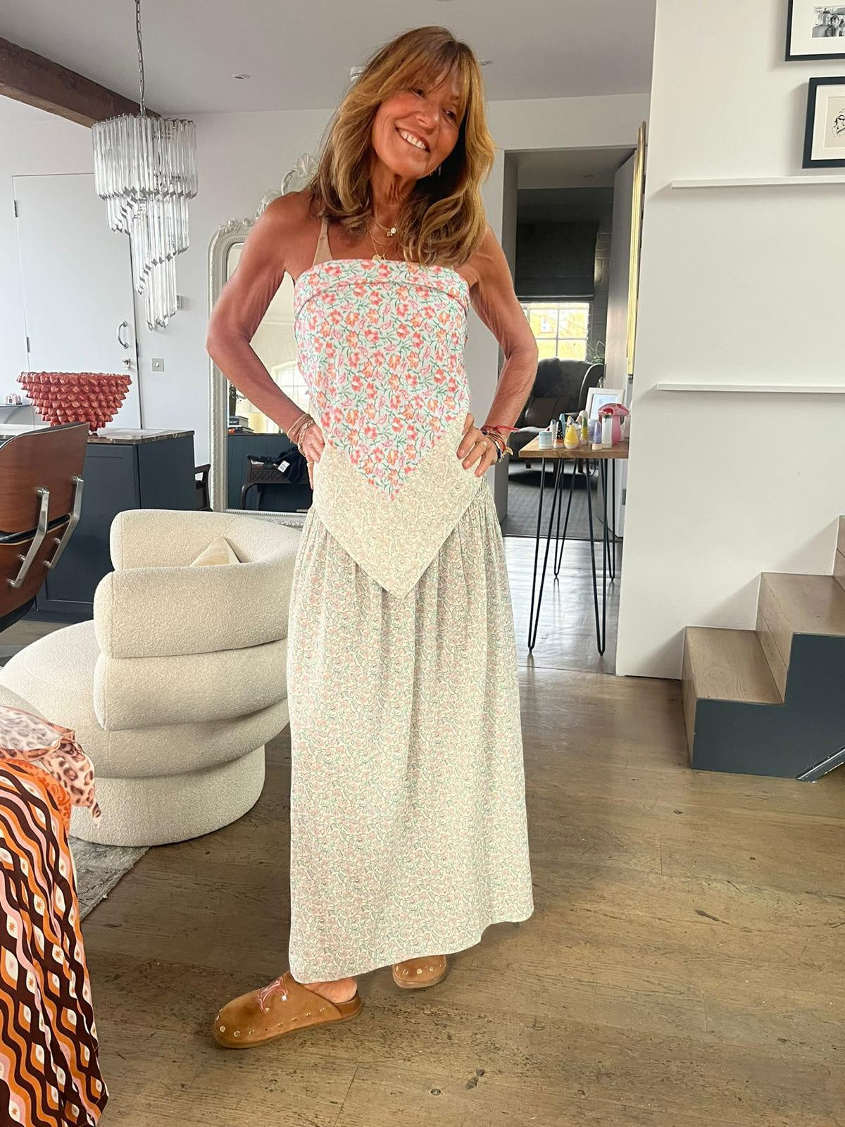 Primrose Park Abi Skirt in Block Print Cream