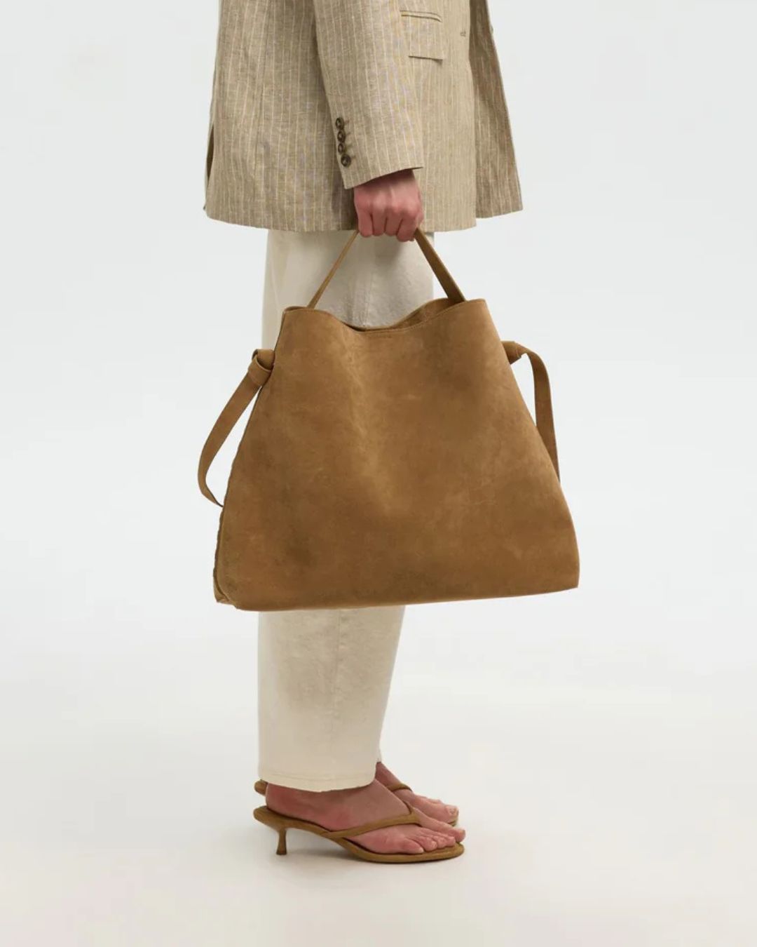 SELECTED Stella Large Suede Bag in Tan