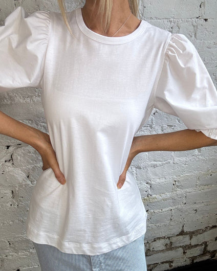 PARK Puff Sleeve Tee in White