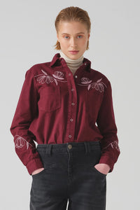 You added <b><u>S&M Flor Ray Embroidered Shirt in Burgundy</u></b> to your cart.