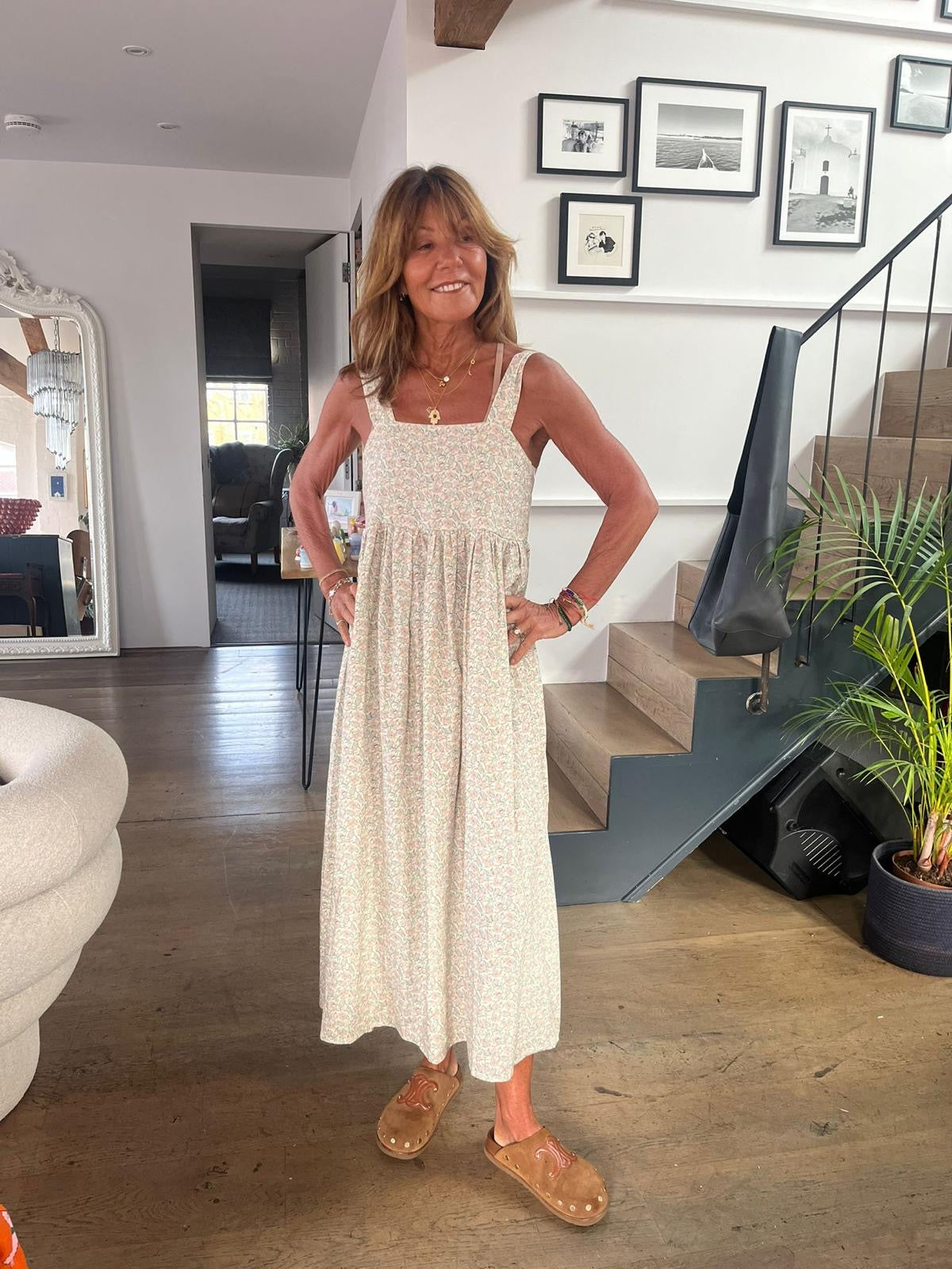 Primrose Park Bee Dress in Block Print Cream