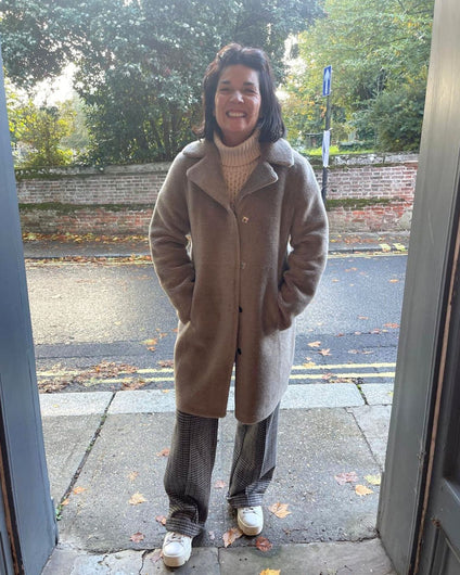 Oakwood Reversible Venus Lily Fur Wool Jacket in Taupe