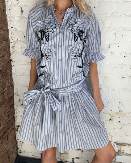 Essentiel Antwerp Jindonesia 3D Flower Shirtdress - Electric Cyan