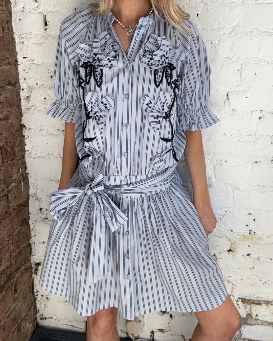 Essentiel Antwerp Jindonesia 3D Flower Shirtdress - Electric Cyan