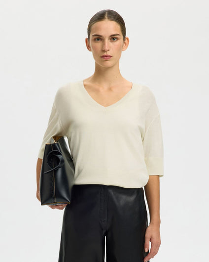 SELECTED Thea SS Knit in Egret