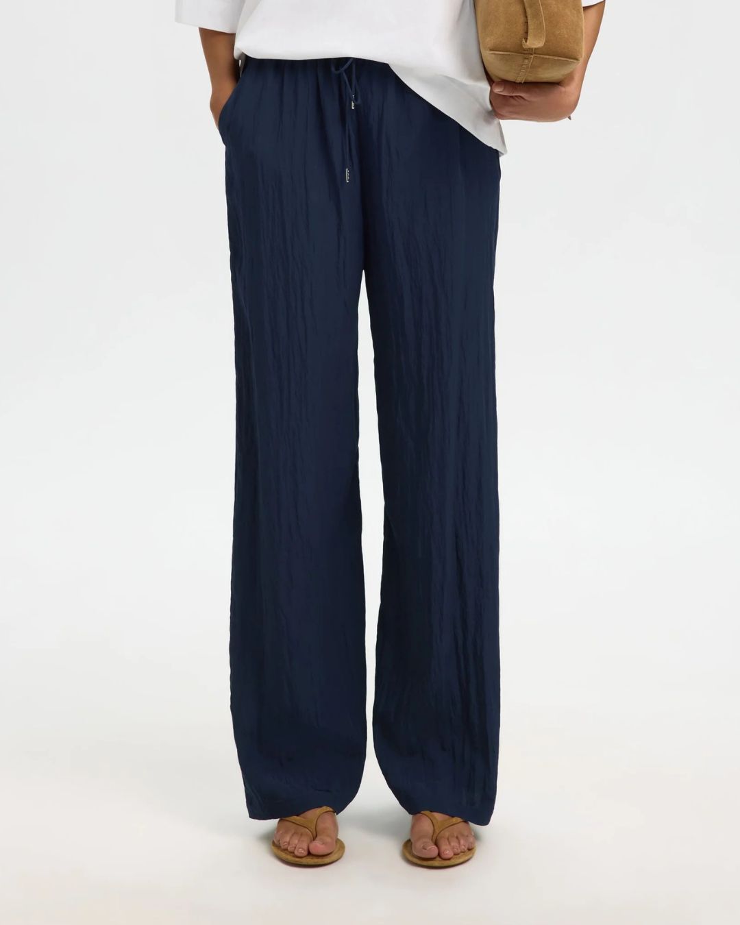 SELECTED Fiona Wide String Pant in Dk Sapphire