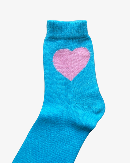 Jumper 1234 Heart Socks in Mint Blue