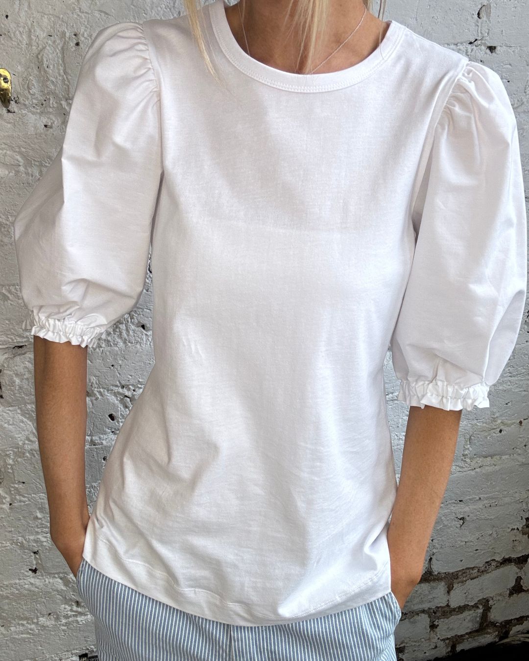 PARK Puff Sleeve Tee in White