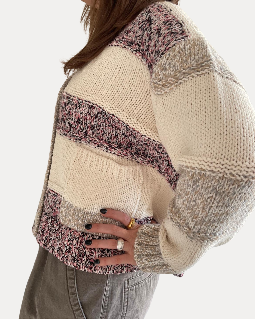 Weekend Maxmara Tritone Striped Cardigan in Sand Pinstripes