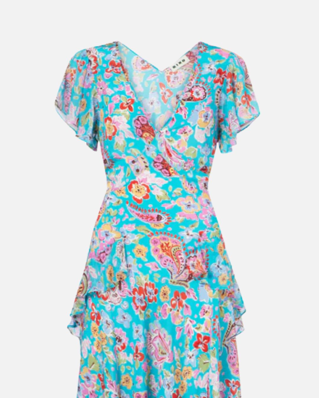RIXO Evie Dress in Cara Floral Turquoise