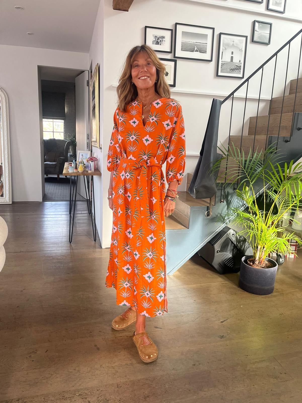 Primrose Park Harper Dress in Maxi Palm Orange