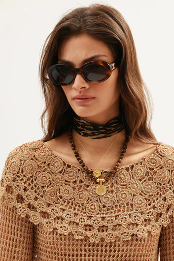 RIXO Ischia Necklace in Brown