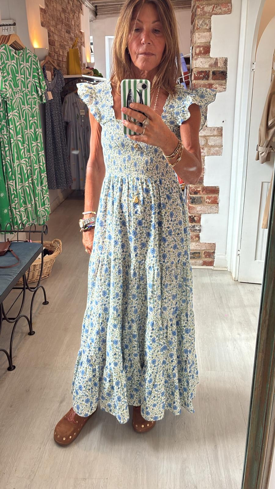 RIXO Kendall Dress in Eva Floral Blue