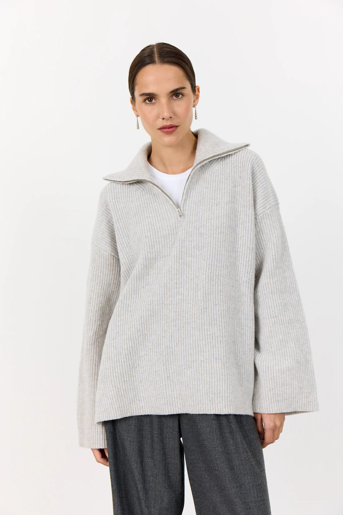 Levete Room Perle Half Zip Knit in Grey