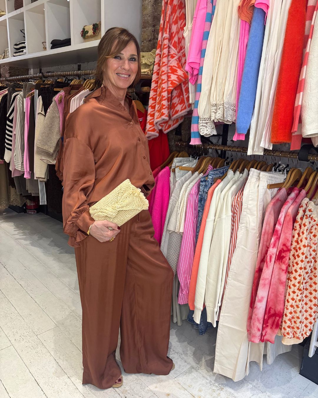 Essentiel Antwerp Julissa Wide Leg Track Pants in Etruscan Red