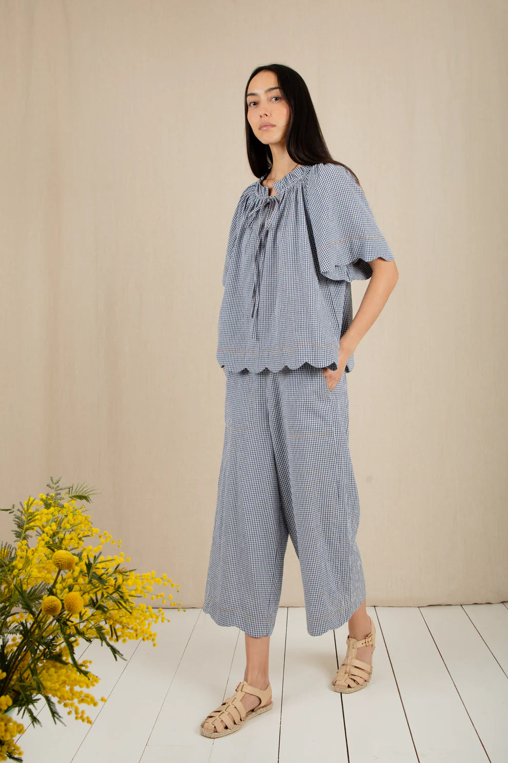 BONTE Aide Trousers in Navy Gingham