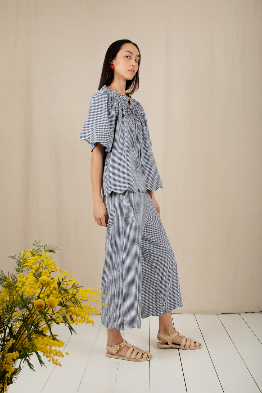 BONTE Aide Trousers in Navy Gingham