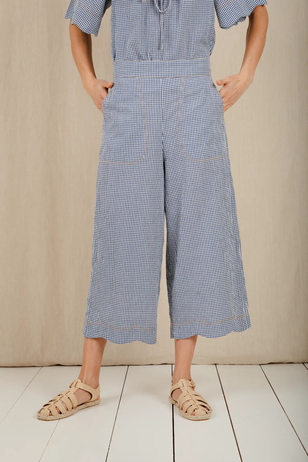 BONTE Aide Trousers in Navy Gingham