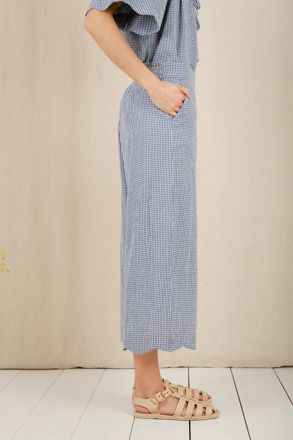 BONTE Aide Trousers in Navy Gingham