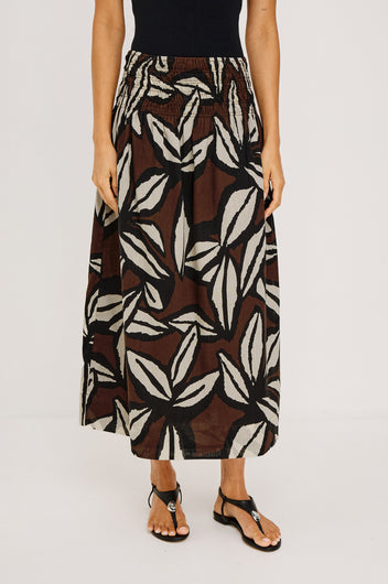 Rails Alessa Linen Midi Skirt – Cocoa Floral