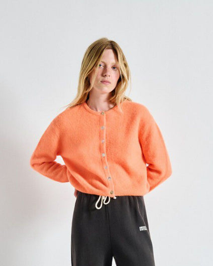 American Vintage Vitow Knit Cardi in Orange Fluo