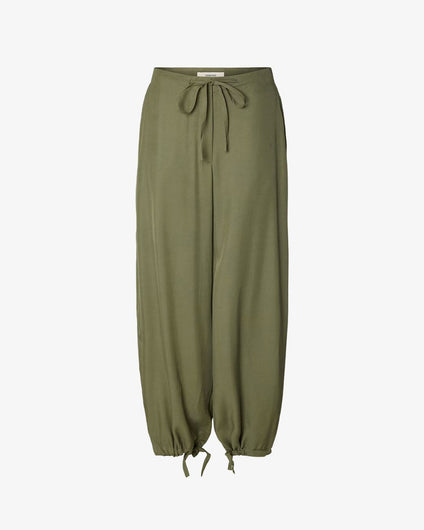 SELECTED Beatrice Wide Pant in Deep Lichen Green