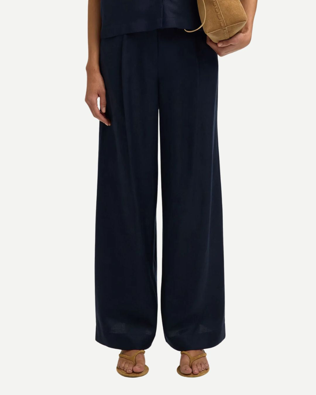 SELECTED Lyra Wide Linen Pant in Dk Sapphire