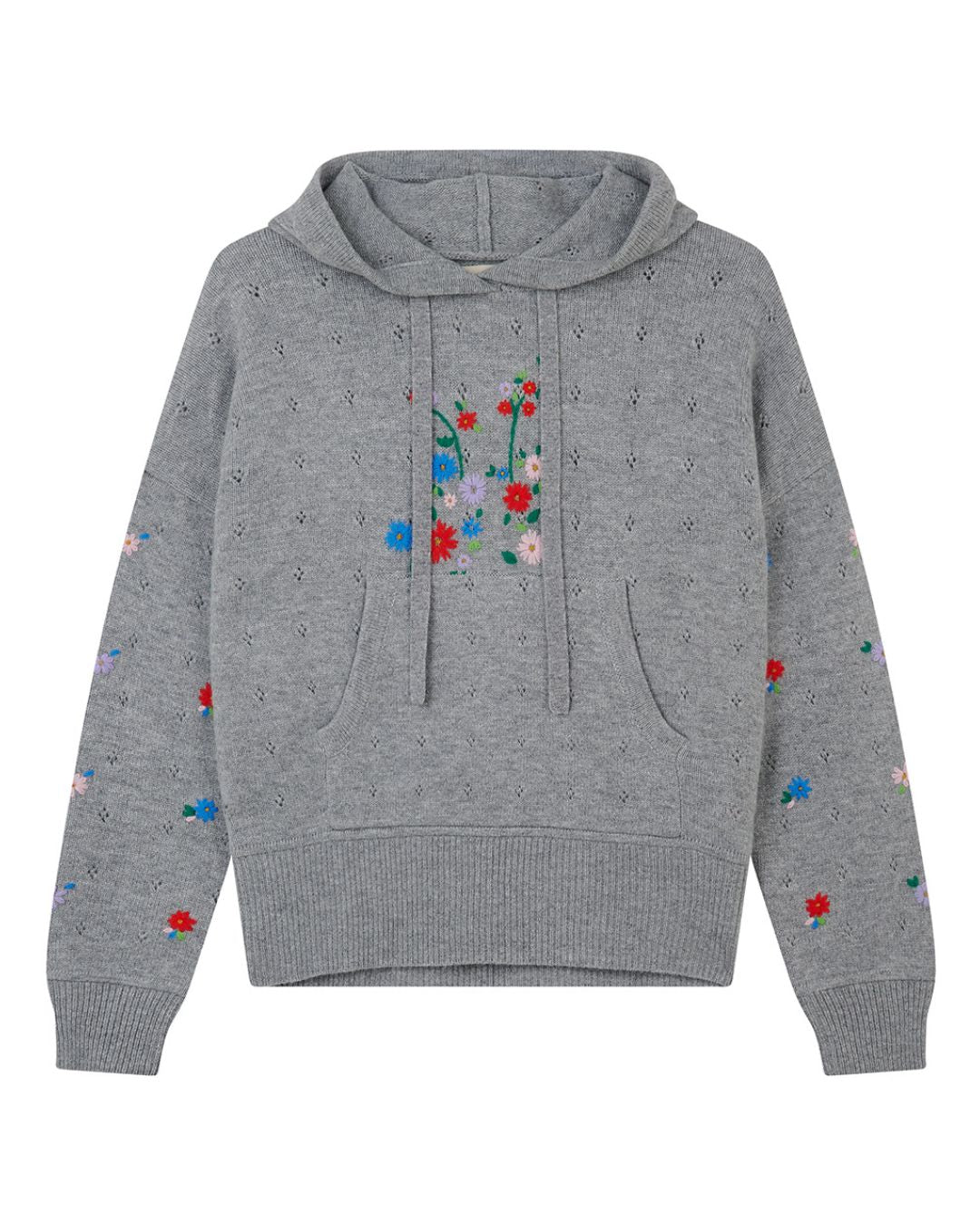 Jumper 1234 Embroidered Floral Hoodie - Smoke