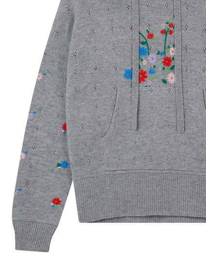 Jumper 1234 Embroidered Floral Hoodie - Smoke