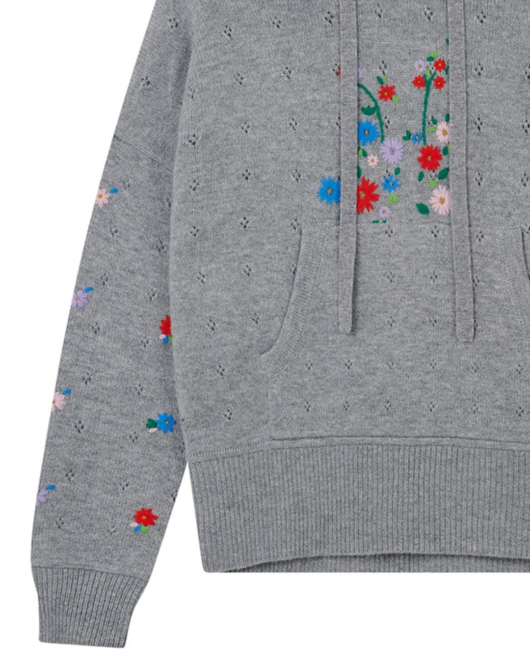 Jumper 1234 Embroidered Floral Hoodie - Smoke