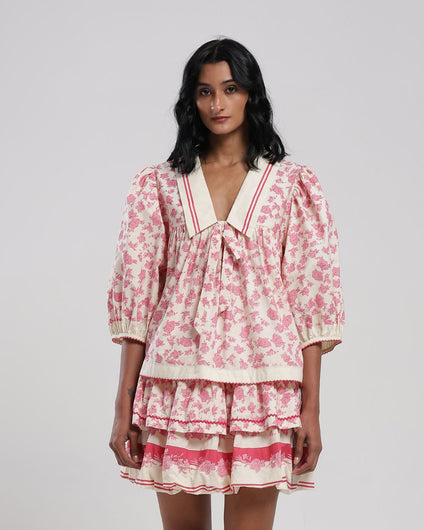 Viam Sahara Printed Blouse in Pink