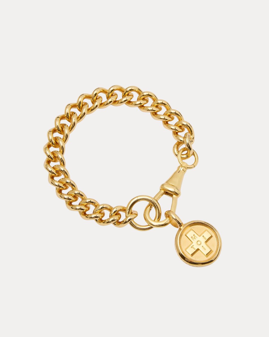 Tilly Sveaas Moi + Toi Gold Large Disc on Curb Clip Bracelet