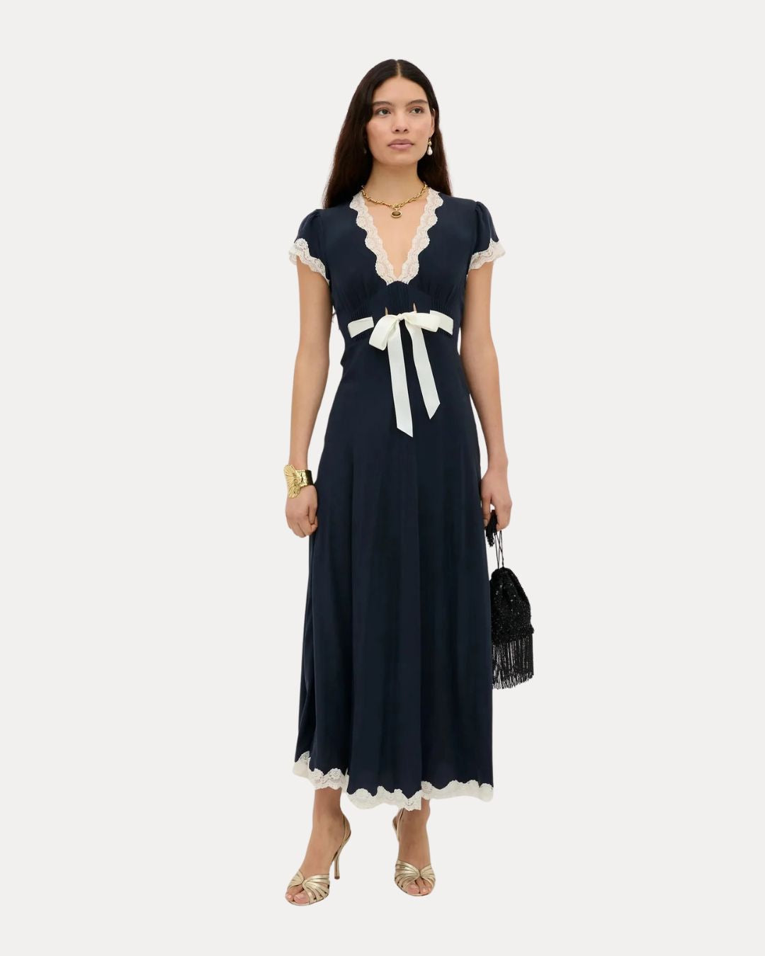 RIXO Marlice Dress in Deep Navy