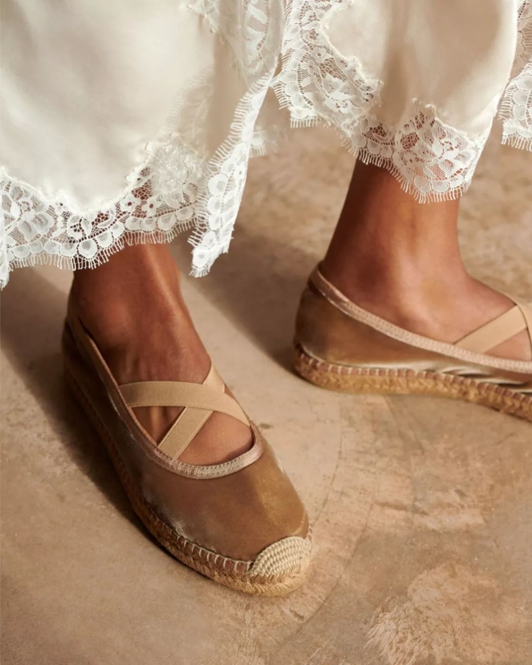 Penelope Chilvers Chico Velvet Espadrille in Honey