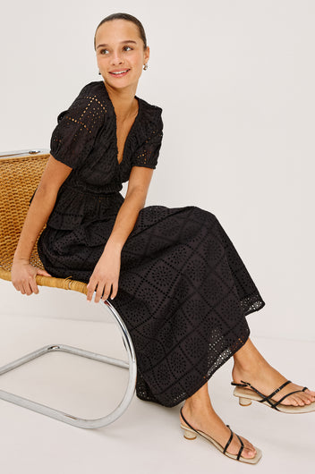 Rails Dax Skirt in Black Grid Embroidery