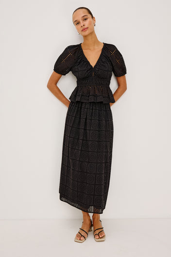 Rails Dax Skirt in Black Grid Embroidery
