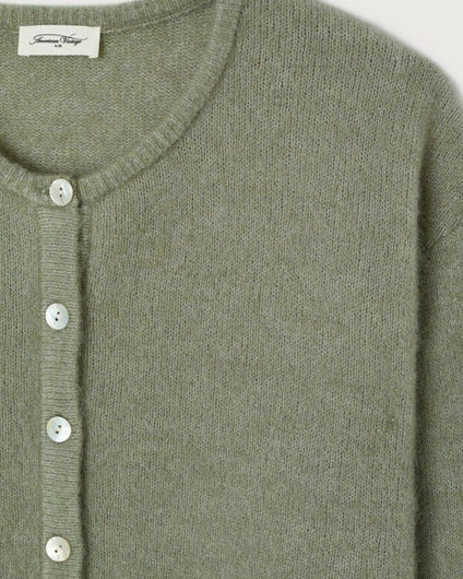 American Vintage Vitow Knit Cardigan in Khaki Chine