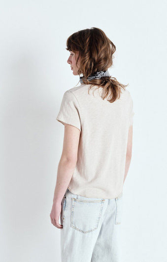 American Vintage Sonoma 02 SS V Neck Tee - Mastic Vintage