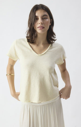 American Vintage Sonoma 02 V-Neck Tee – Vanilla Vintage | 100% Cotton