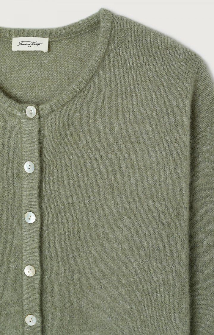 American Vintage Vitow Knit Cardigan in Khaki Chine