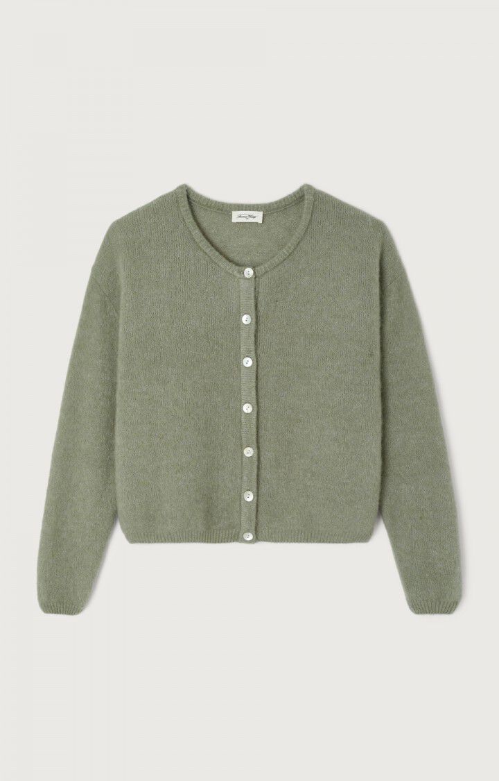 American Vintage Vitow Knit Cardigan in Khaki Chine