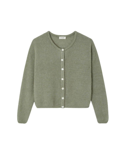 American Vintage Vitow Knit Cardigan in Khaki Chine
