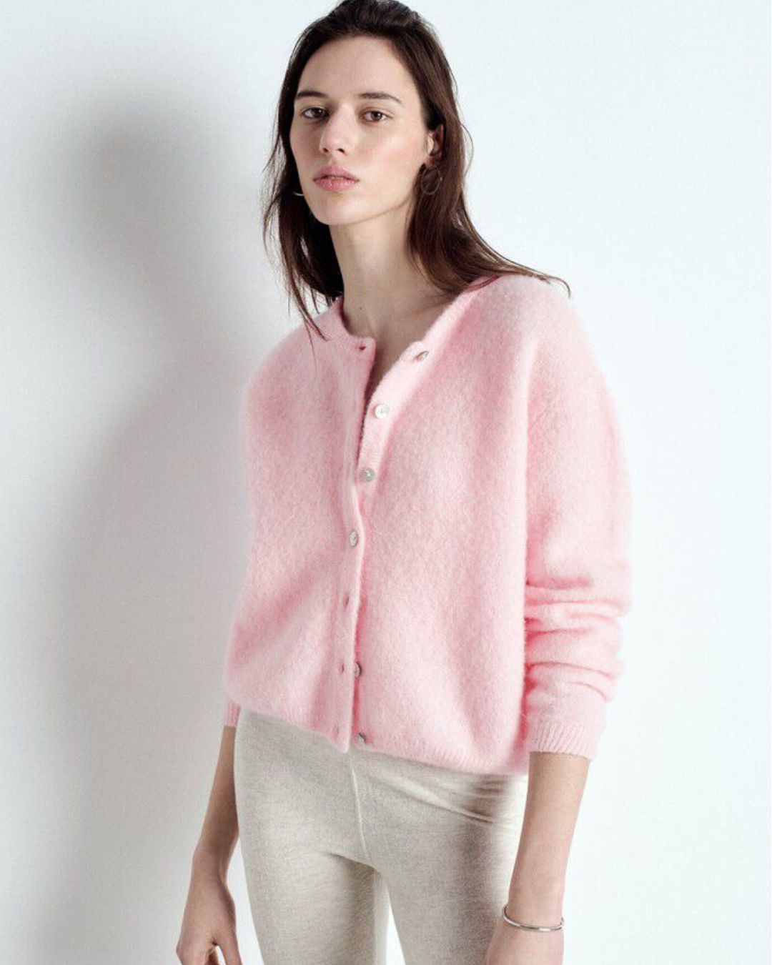 American Vintage Vitow Knit Cardigan in Sugared Almond