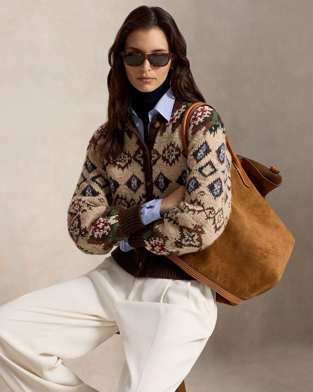 Ralph Lauren Intarsia Chunky Knit - Oatmeal, Brown