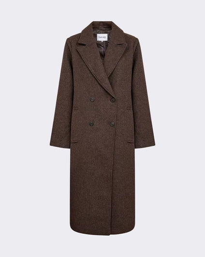 Levete Room Sandra Wool-Blend Double-Breasted Coat - Dark Brown
