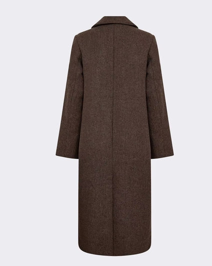 Levete Room Sandra Wool-Blend Double-Breasted Coat - Dark Brown