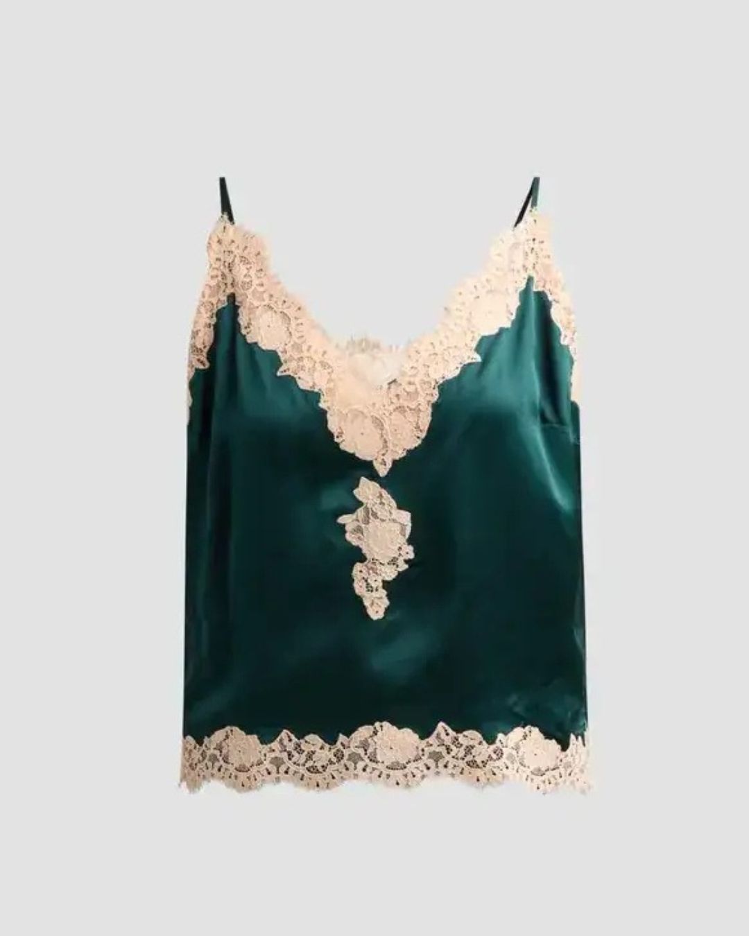 DÔEN Kira Silk Lace-Trim Camisole - Scarab